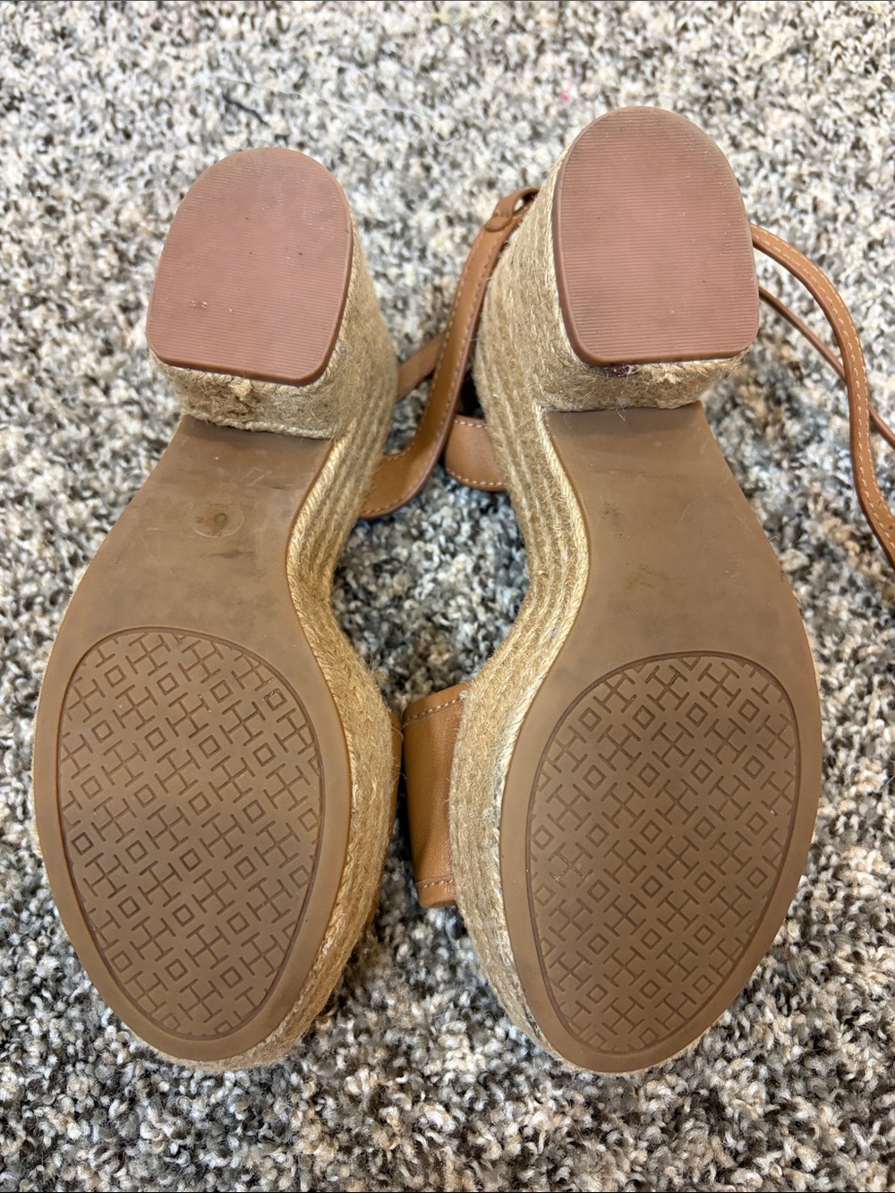 Tory Burch Cognac Leather Espadrille Wedge Sandals - Picture 6 of 6